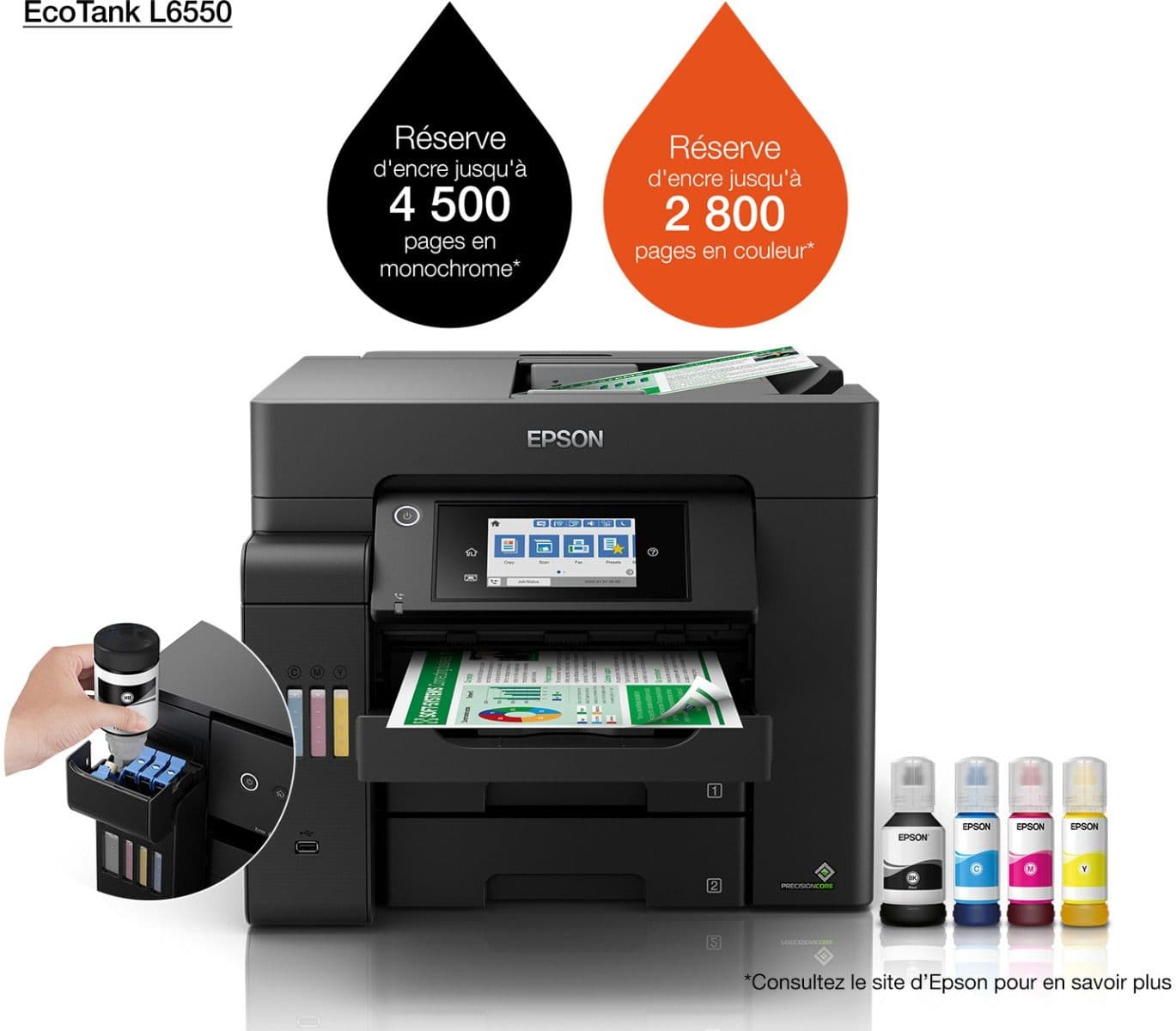 Imprimante Epson EcoTank L6550 multifonction à réservoirs rechargeables